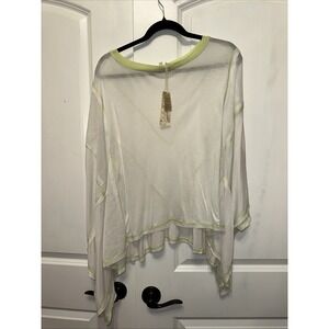 Mystree NWT White And Neon Green‎ Accent Oversized Pullover Top